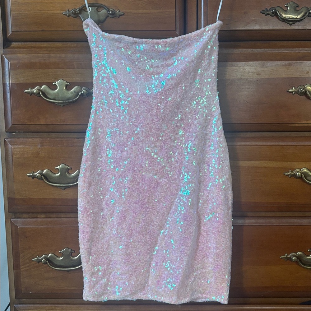 Fashion Nova Sequin Pink Streetwear Tight Short Dress - Picture 7 of 8